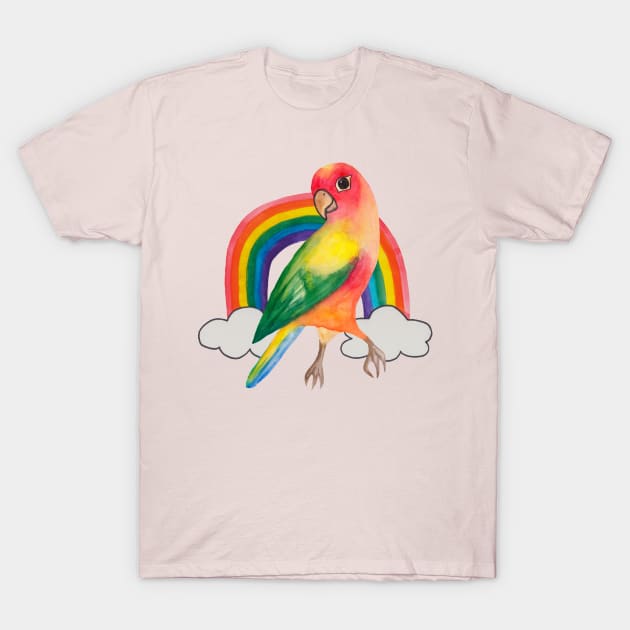 Colorful parrot with rainbow T-Shirt by deadblackpony